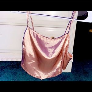 Shiny rose gold crock top zip up